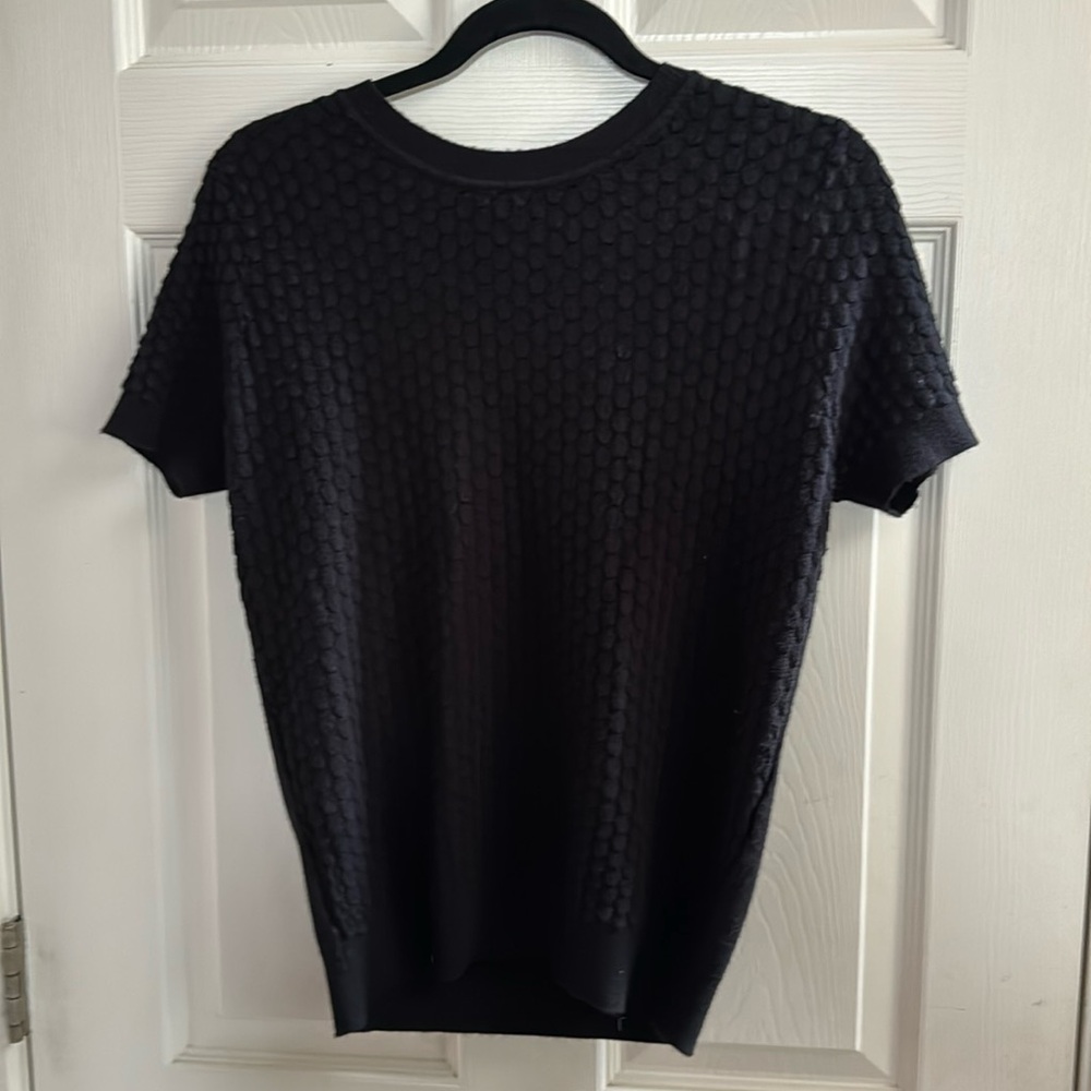 Cotton Emporium Women’s Scalloped crew sweater Black Medium NWOT